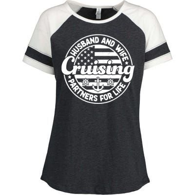 Cruising Husband And Wife Cruise Partners For Life Matching Enza Ladies Jersey Colorblock Tee