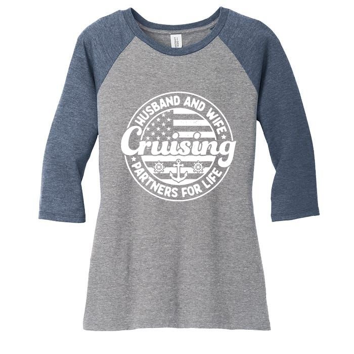 Cruising Husband And Wife Cruise Partners For Life Matching Women's Tri-Blend 3/4-Sleeve Raglan Shirt