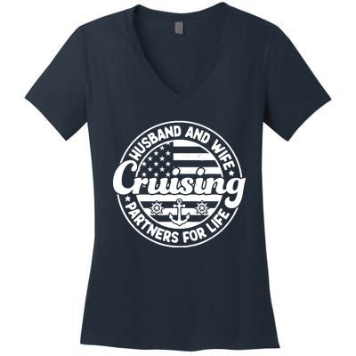 Cruising Husband And Wife Cruise Partners For Life Matching Women's V-Neck T-Shirt