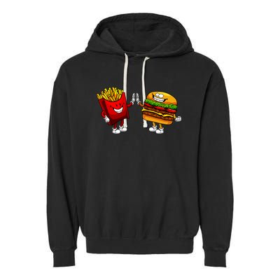 Cute Hamburger Art Women Hamburger French Fries Lovers Garment-Dyed Fleece Hoodie