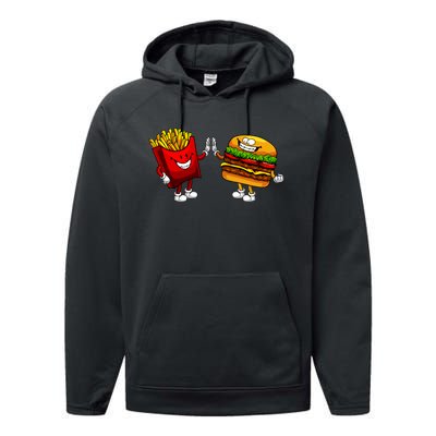 Cute Hamburger Art Women Hamburger French Fries Lovers Performance Fleece Hoodie