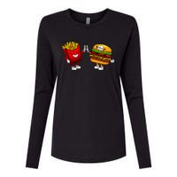 Cute Hamburger Art Women Hamburger French Fries Lovers Womens Cotton Relaxed Long Sleeve T-Shirt