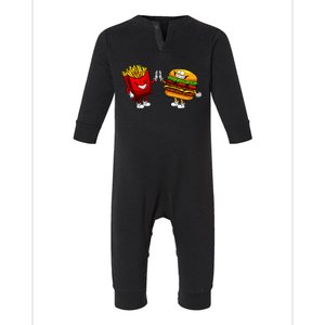 Cute Hamburger Art Women Hamburger French Fries Lovers Infant Fleece One Piece