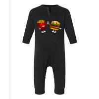 Cute Hamburger Art Women Hamburger French Fries Lovers Infant Fleece One Piece