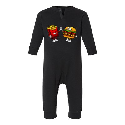 Cute Hamburger Art Women Hamburger French Fries Lovers Infant Fleece One Piece