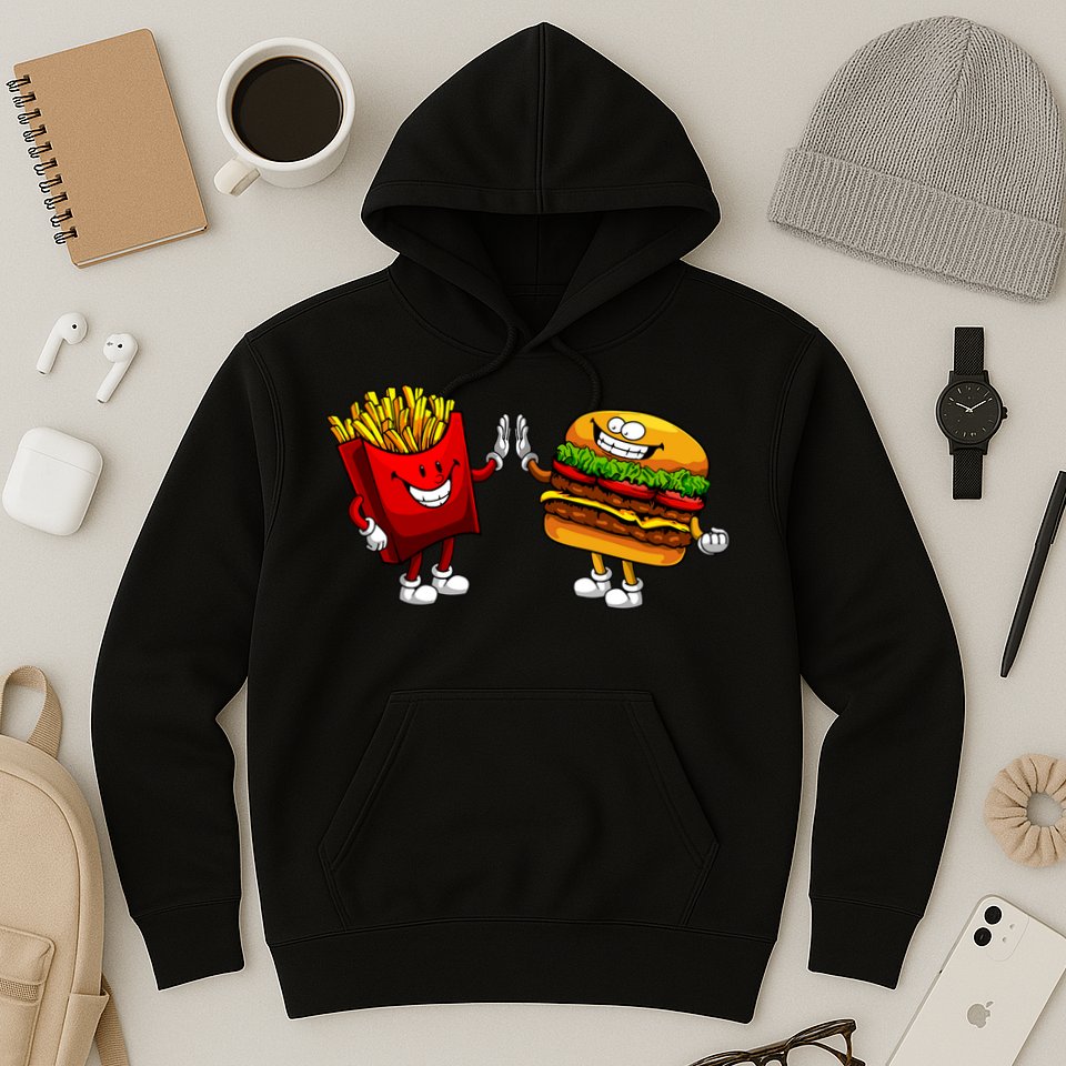 Cute Hamburger Art Women Hamburger French Fries Lovers Hoodie