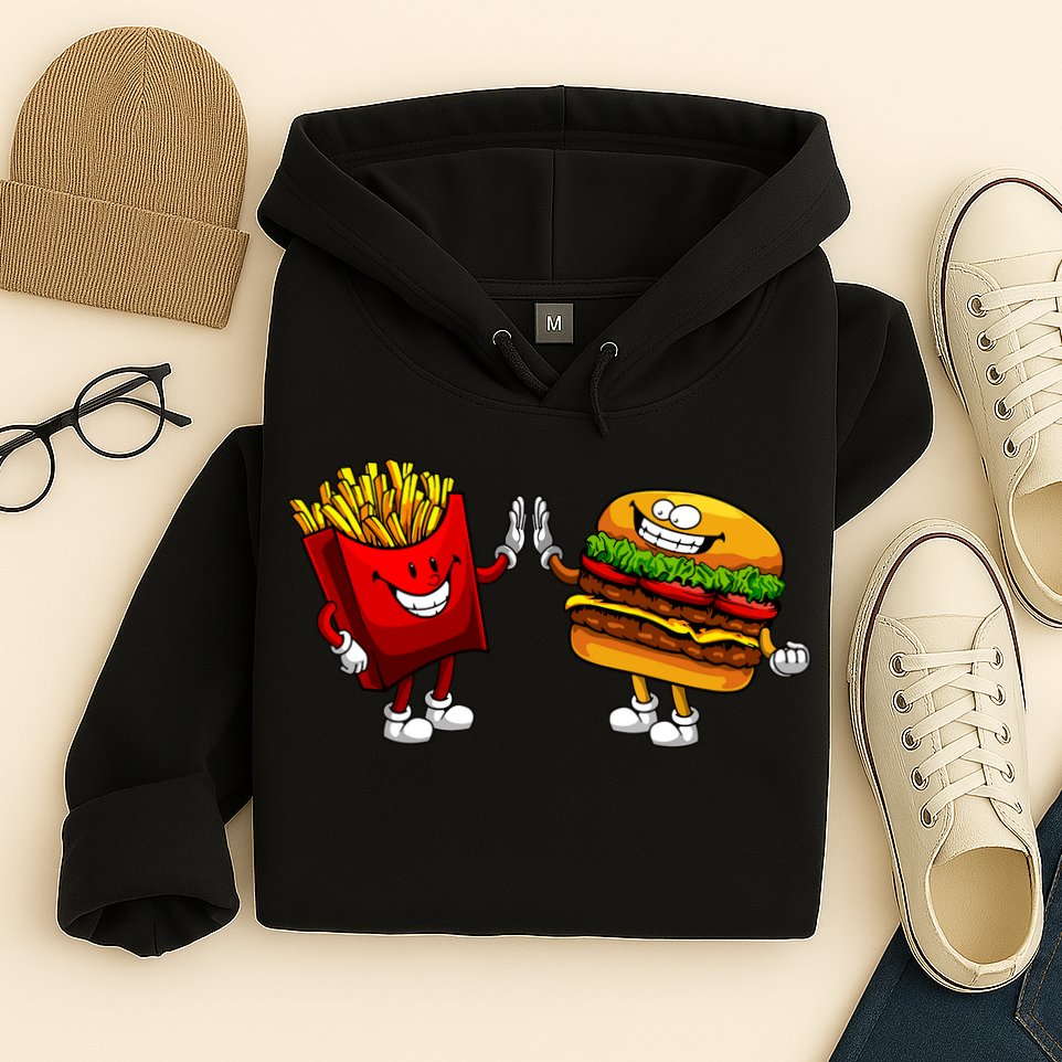 Cute Hamburger Art Women Hamburger French Fries Lovers Hoodie