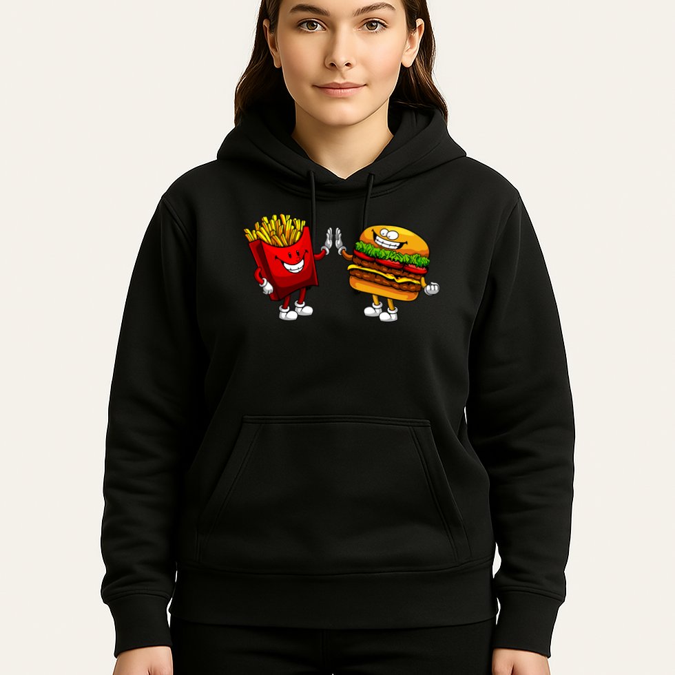 Cute Hamburger Art Women Hamburger French Fries Lovers Hoodie