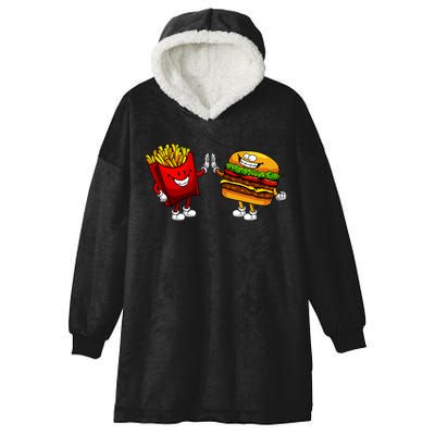 Cute Hamburger Art Women Hamburger French Fries Lovers Hooded Wearable Blanket