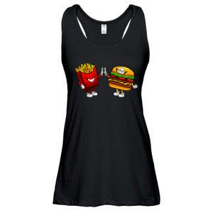 Cute Hamburger Art Women Hamburger French Fries Lovers Ladies Essential Flowy Tank