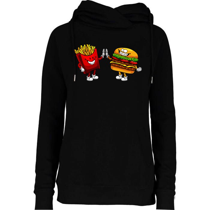 Cute Hamburger Art Women Hamburger French Fries Lovers Womens Funnel Neck Pullover Hood