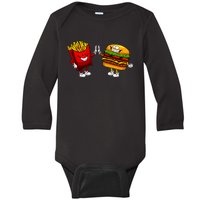 Cute Hamburger Art Women Hamburger French Fries Lovers Baby Long Sleeve Bodysuit