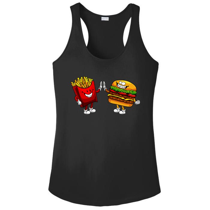 Cute Hamburger Art Women Hamburger French Fries Lovers Ladies PosiCharge Competitor Racerback Tank