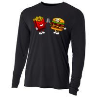 Cute Hamburger Art Women Hamburger French Fries Lovers Cooling Performance Long Sleeve Crew