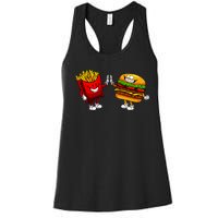 Cute Hamburger Art Women Hamburger French Fries Lovers Women's Racerback Tank