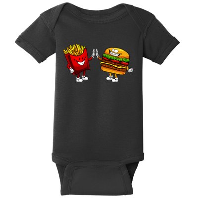 Cute Hamburger Art Women Hamburger French Fries Lovers Baby Bodysuit