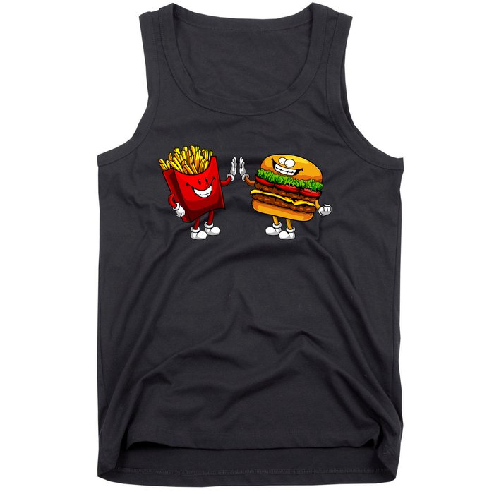 Cute Hamburger Art Women Hamburger French Fries Lovers Tank Top