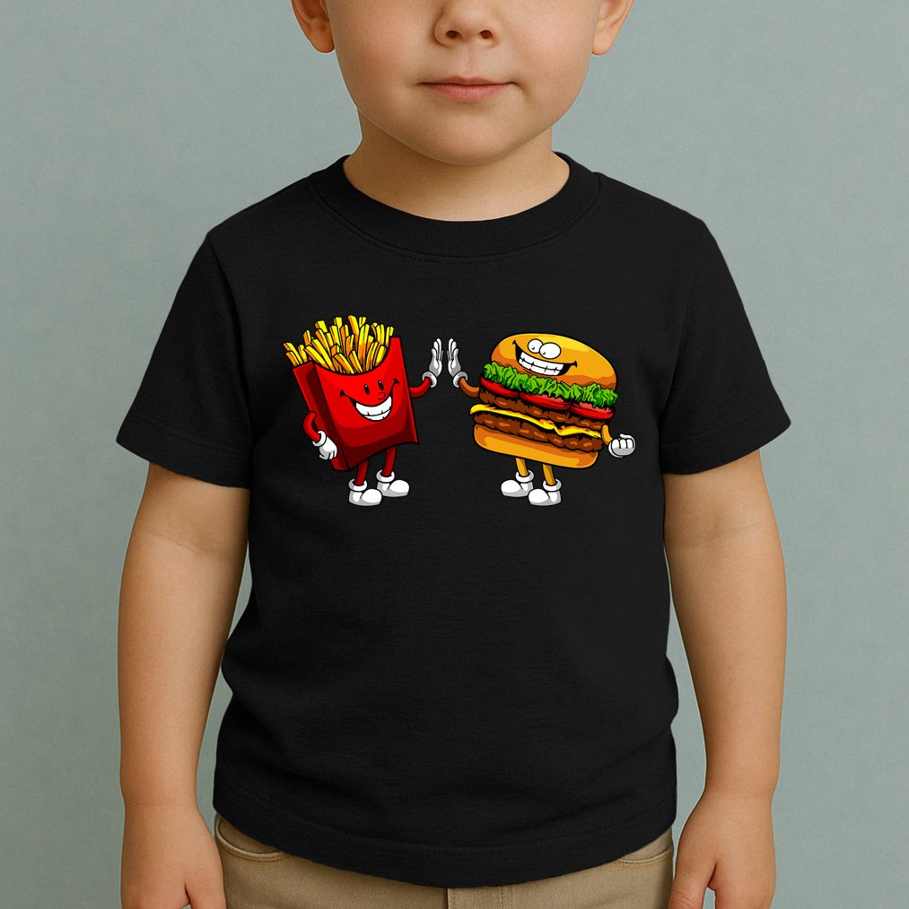 Cute Hamburger Art Women Hamburger French Fries Lovers Toddler T-Shirt