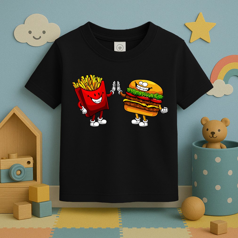 Cute Hamburger Art Women Hamburger French Fries Lovers Toddler T-Shirt