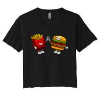 Cute Hamburger Art Women Hamburger French Fries Lovers Women's Crop Top Tee