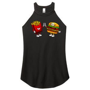 Cute Hamburger Art Women Hamburger French Fries Lovers Women's Perfect Tri Rocker Tank