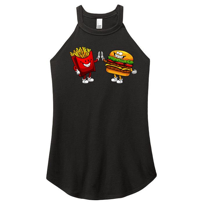 Cute Hamburger Art Women Hamburger French Fries Lovers Women's Perfect Tri Rocker Tank