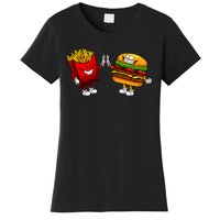 Cute Hamburger Art Women Hamburger French Fries Lovers Women's T-Shirt