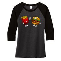 Cute Hamburger Art Women Hamburger French Fries Lovers Women's Tri-Blend 3/4-Sleeve Raglan Shirt