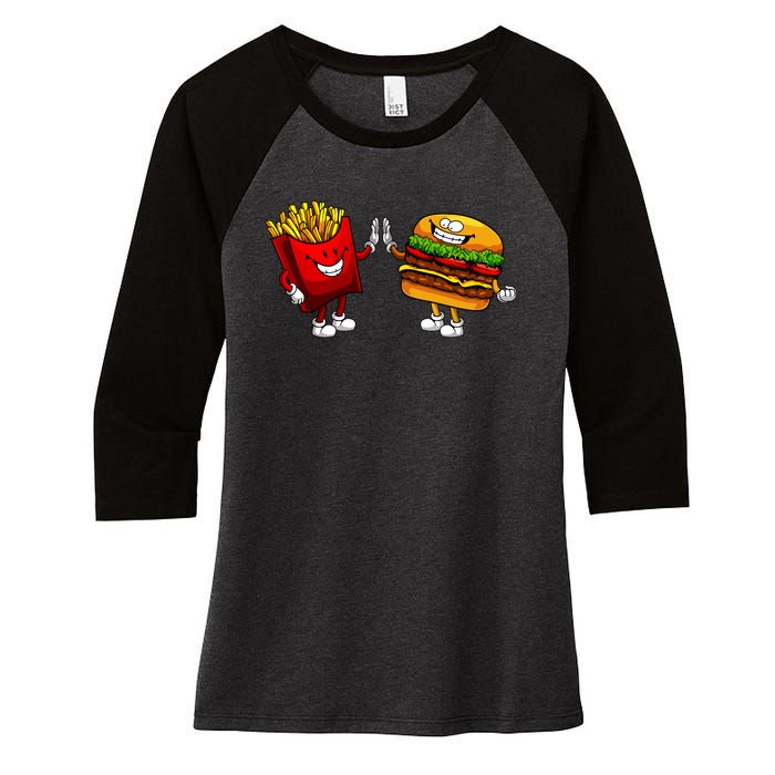 Cute Hamburger Art Women Hamburger French Fries Lovers Women's Tri-Blend 3/4-Sleeve Raglan Shirt