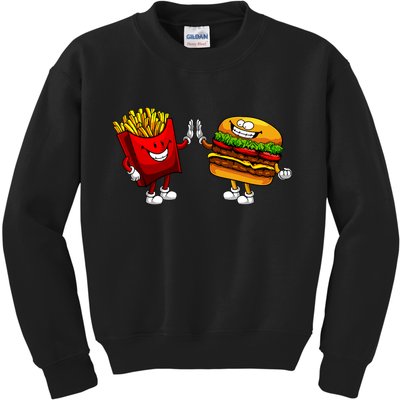 Cute Hamburger Art Women Hamburger French Fries Lovers Kids Sweatshirt