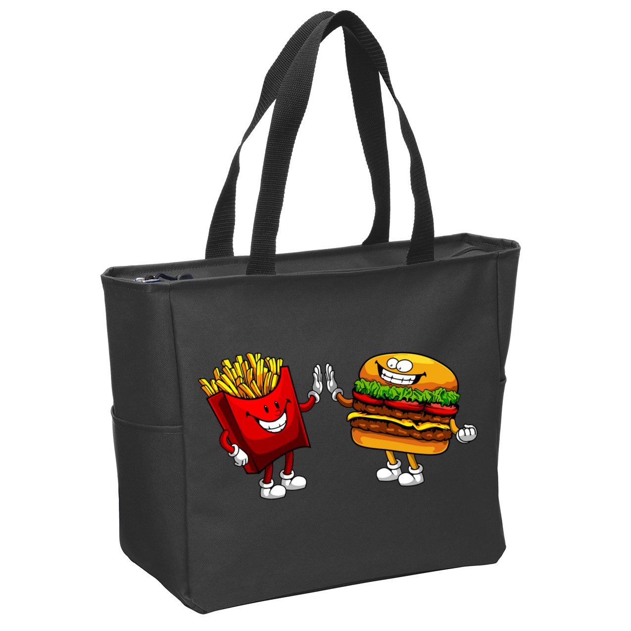 Cute Hamburger Art Women Hamburger French Fries Lovers Zip Tote Bag