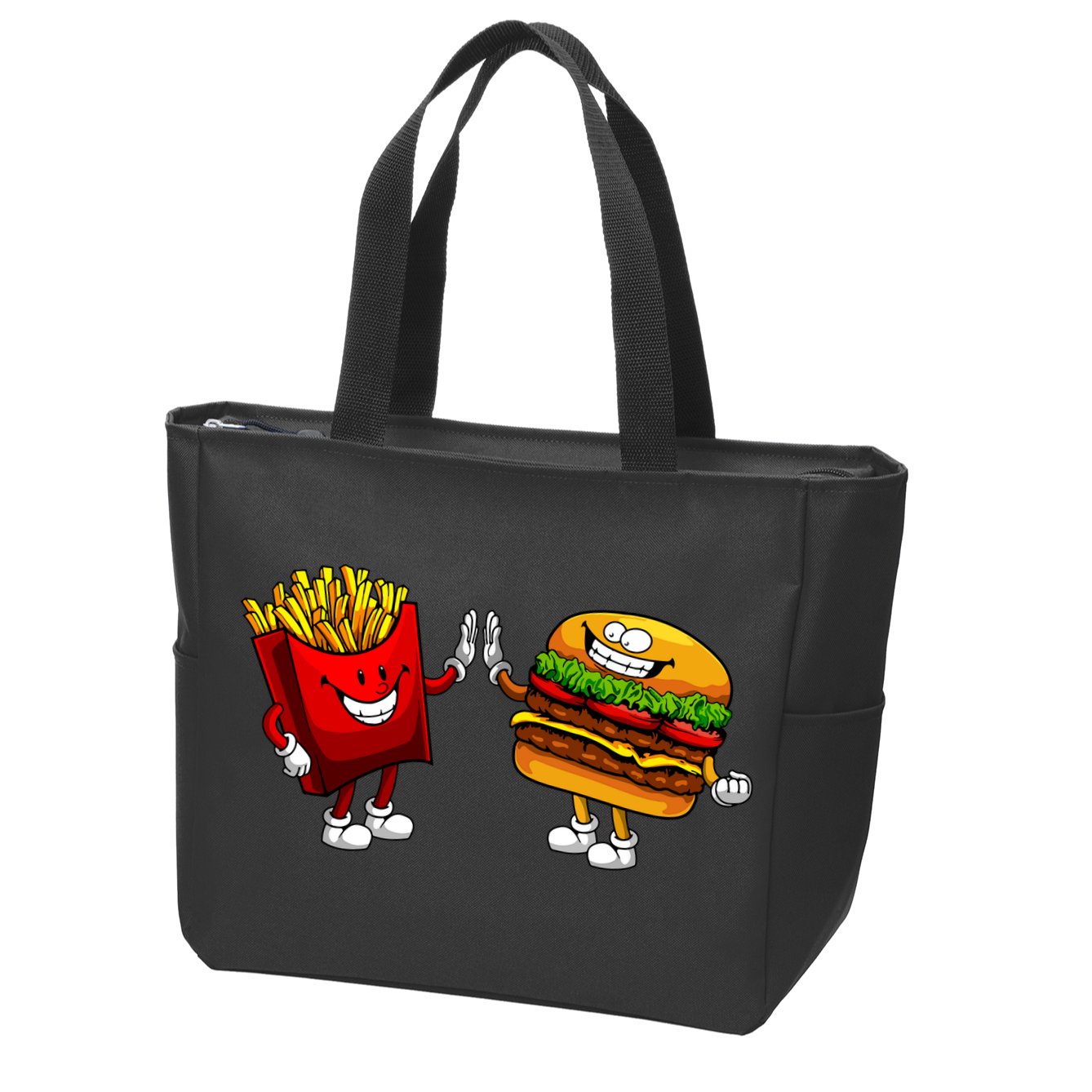 Cute Hamburger Art Women Hamburger French Fries Lovers Zip Tote Bag