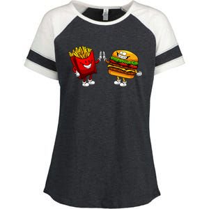 Cute Hamburger Art Women Hamburger French Fries Lovers Enza Ladies Jersey Colorblock Tee