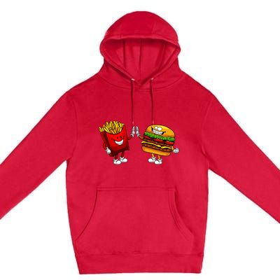 Cute Hamburger Art Women Hamburger French Fries Lovers Premium Pullover Hoodie