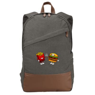 Cute Hamburger Art Women Hamburger French Fries Lovers Cotton Canvas Backpack