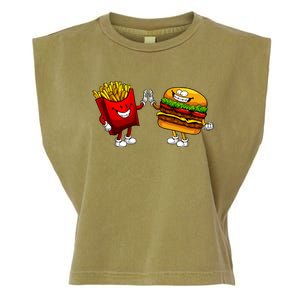 Cute Hamburger Art Women Hamburger French Fries Lovers Garment-Dyed Women's Muscle Tee