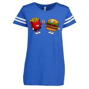 Cute Hamburger Art Women Hamburger French Fries Lovers Enza Ladies Jersey Football T-Shirt