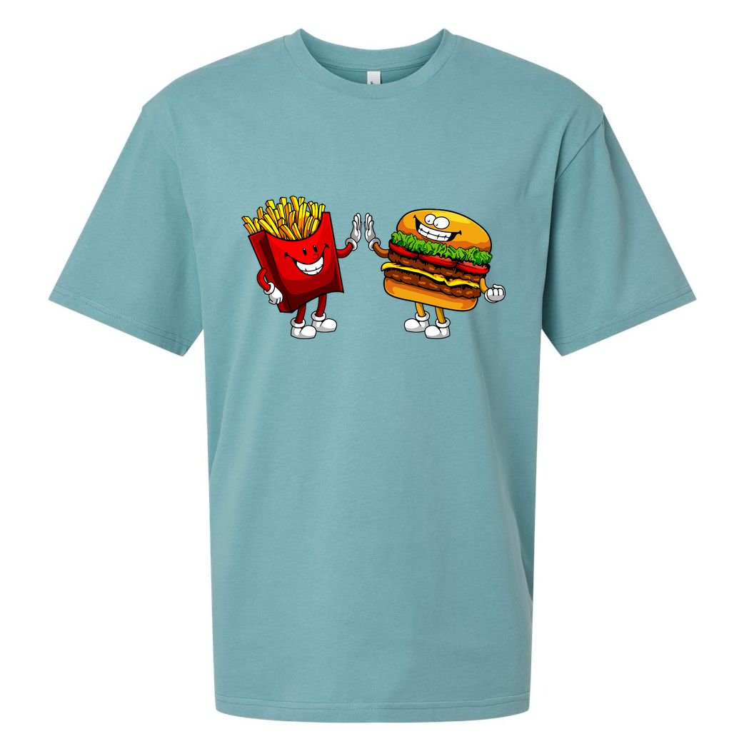 Cute Hamburger Art Women Hamburger French Fries Lovers Sueded Cloud Jersey T-Shirt