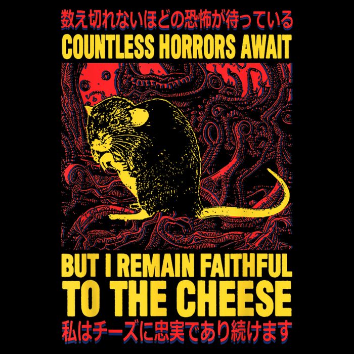 Countless Horrors Await But I Remain Faithful To The Cheese Rat Sustainable Bucket Hat