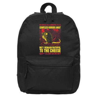 Countless Horrors Await But I Remain Faithful To The Cheese Rat 16 in Basic Backpack