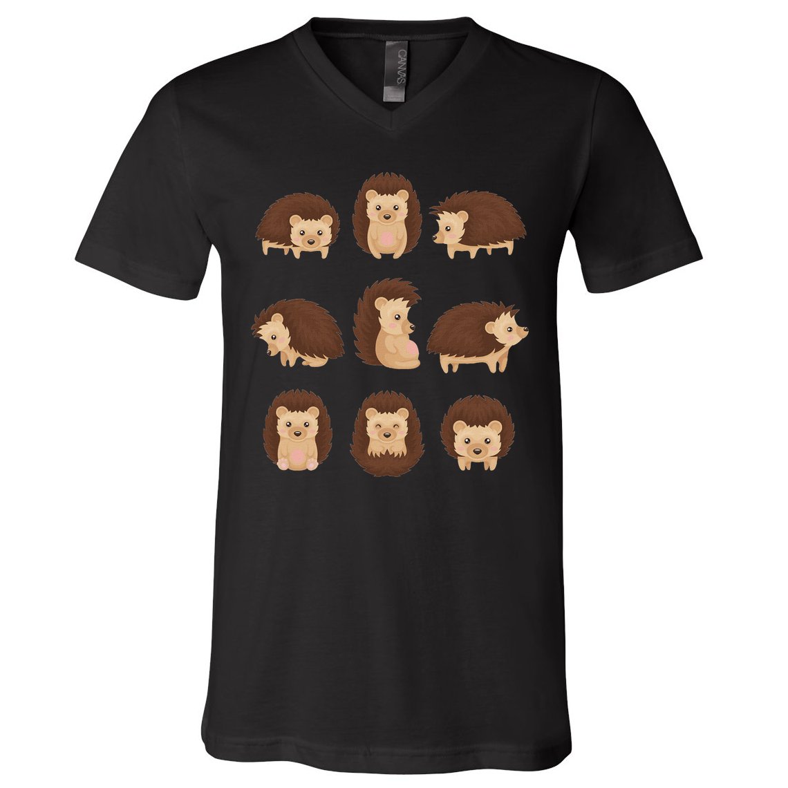 Cute Hedgehog Animal Forest Nature Hedgehog V-Neck T-Shirt