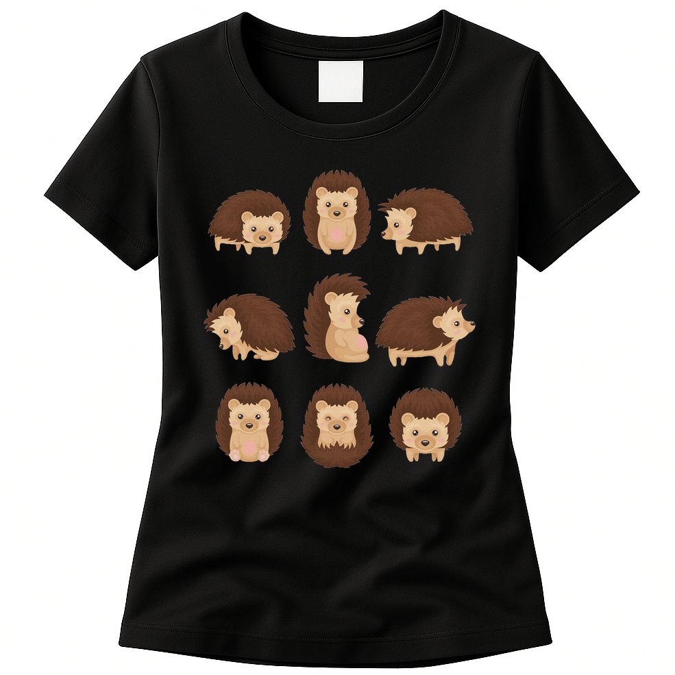Cute Hedgehog Animal Forest Nature Hedgehog Womens T-Shirt