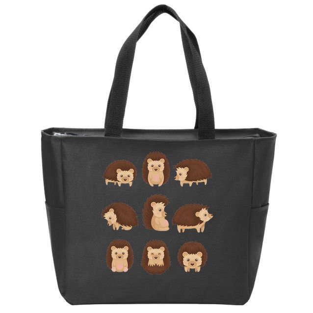 Cute Hedgehog Animal Forest Nature Hedgehog Zip Tote Bag