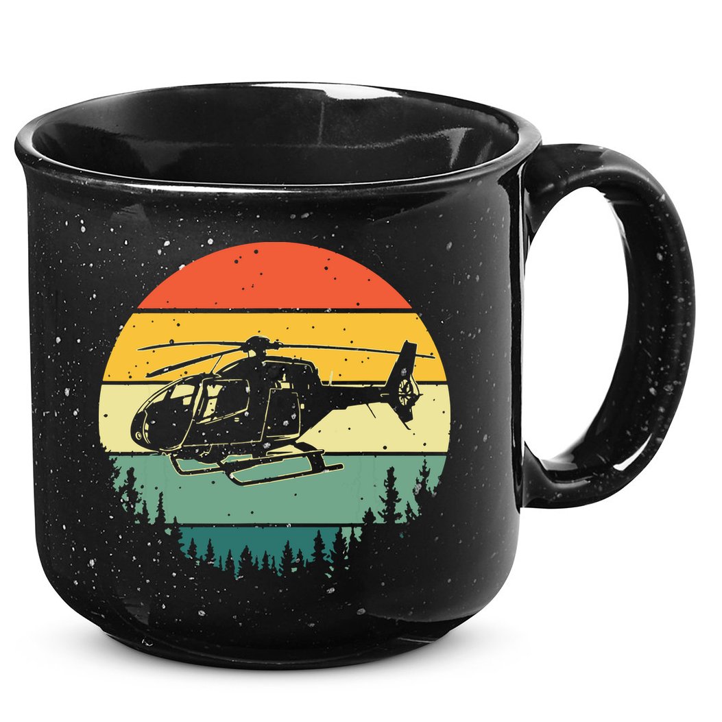 Cute Helicopter Art For Men Women Aviator Helicopter Pilot 15oz Campfire Ceramic Mug