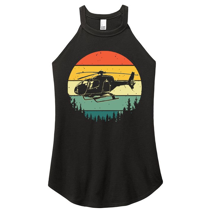 Cute Helicopter Art For Men Women Aviator Helicopter Pilot Women's Perfect Tri Rocker Tank