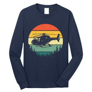 Cute Helicopter Art For Men Women Aviator Helicopter Pilot Long Sleeve Shirt