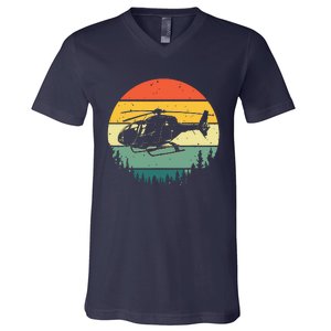 Cute Helicopter Art For Men Women Aviator Helicopter Pilot V-Neck T-Shirt