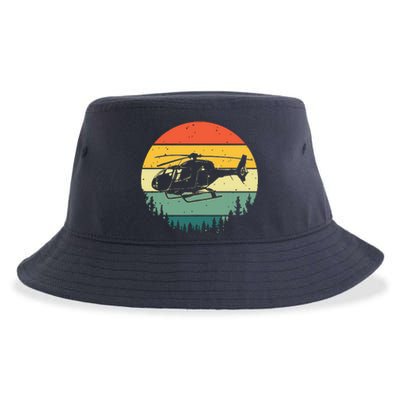 Cute Helicopter Art For Men Women Aviator Helicopter Pilot Sustainable Bucket Hat