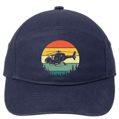 Cute Helicopter Art For Men Women Aviator Helicopter Pilot 7-Panel Snapback Hat