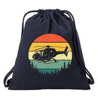 Cute Helicopter Art For Men Women Aviator Helicopter Pilot Drawstring Bag